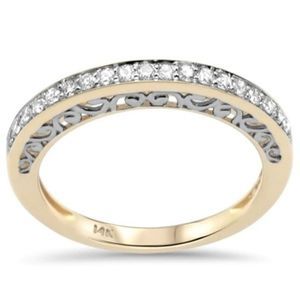 14K Yellow Gold Diamond Ladies Band Ring